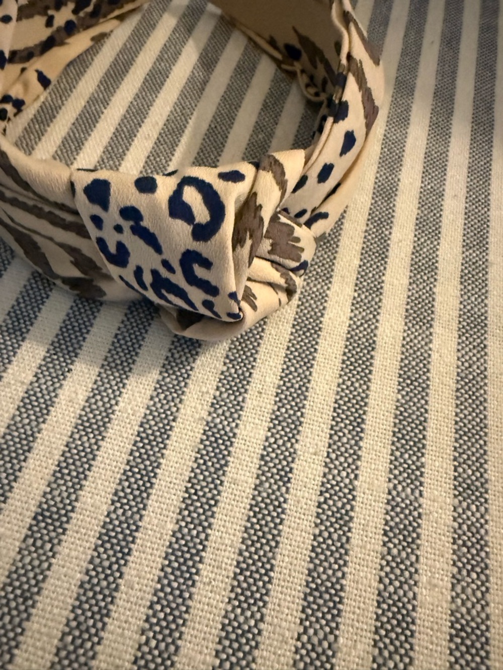 J. Crew Knotted Animal-Print Headband in Cream, Blue & Gray - Picture 3 of 3